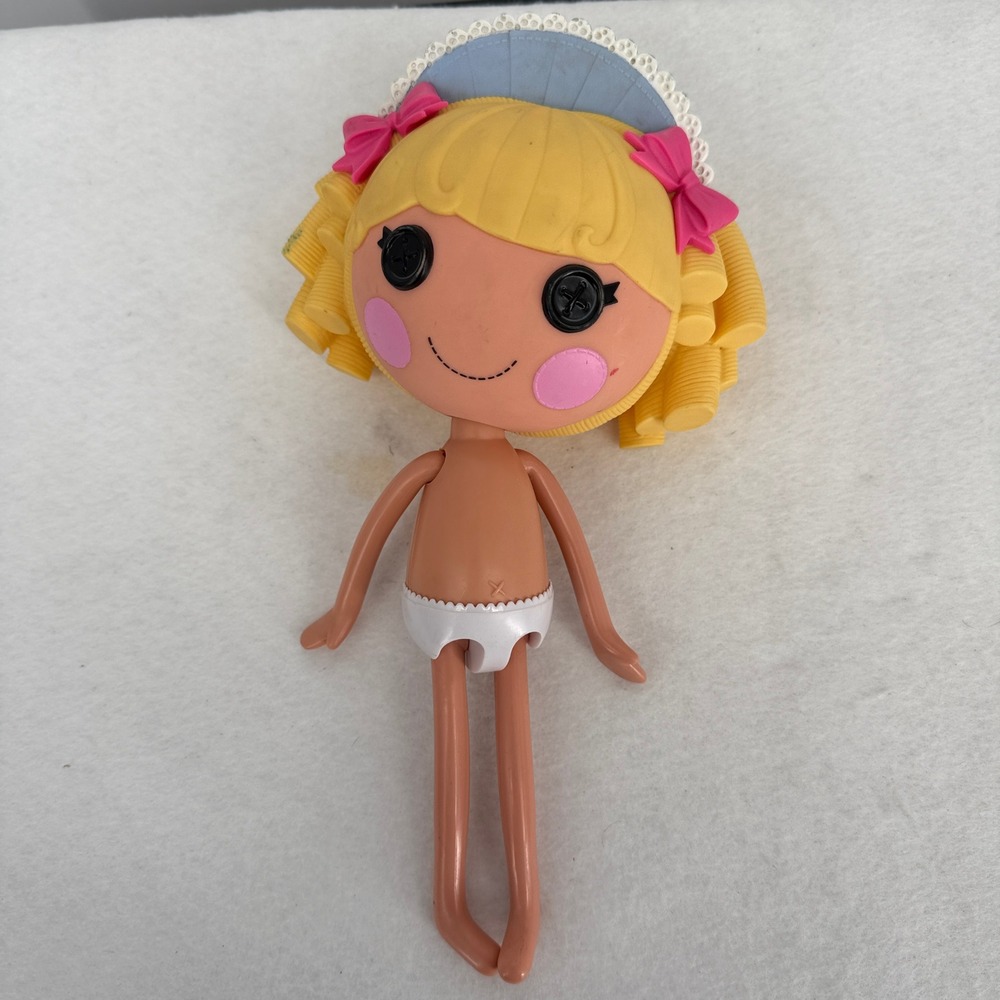MGA Lalaloopsy Large 13 Inch Doll Yellow Curly Hair Pink Bows Button Eyes 2010